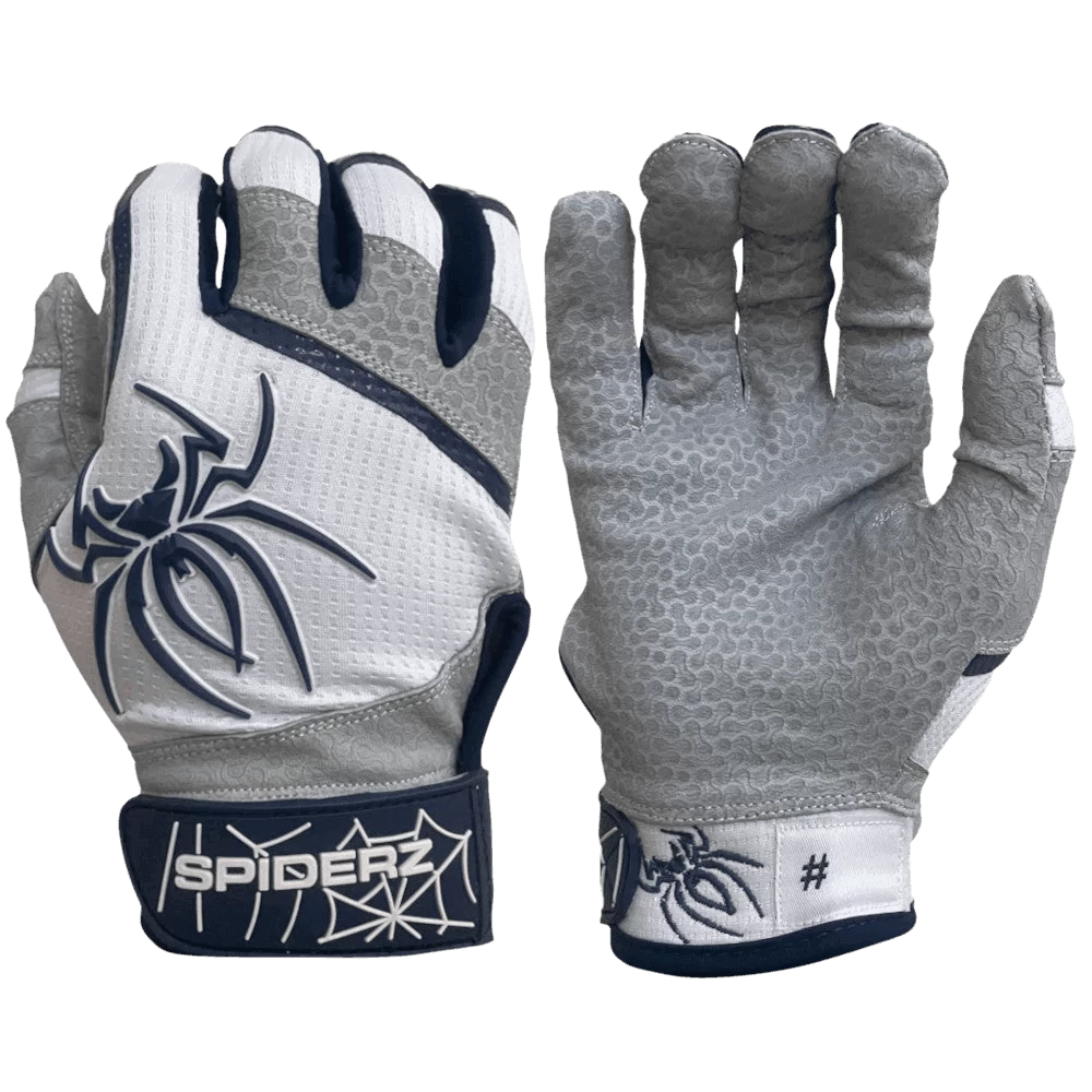 2022 Spiderz PRO Model Batting Gloves: White/Navy Blue 3 2022 Spiderz PRO Model Batting Gloves: White/Navy Blue
