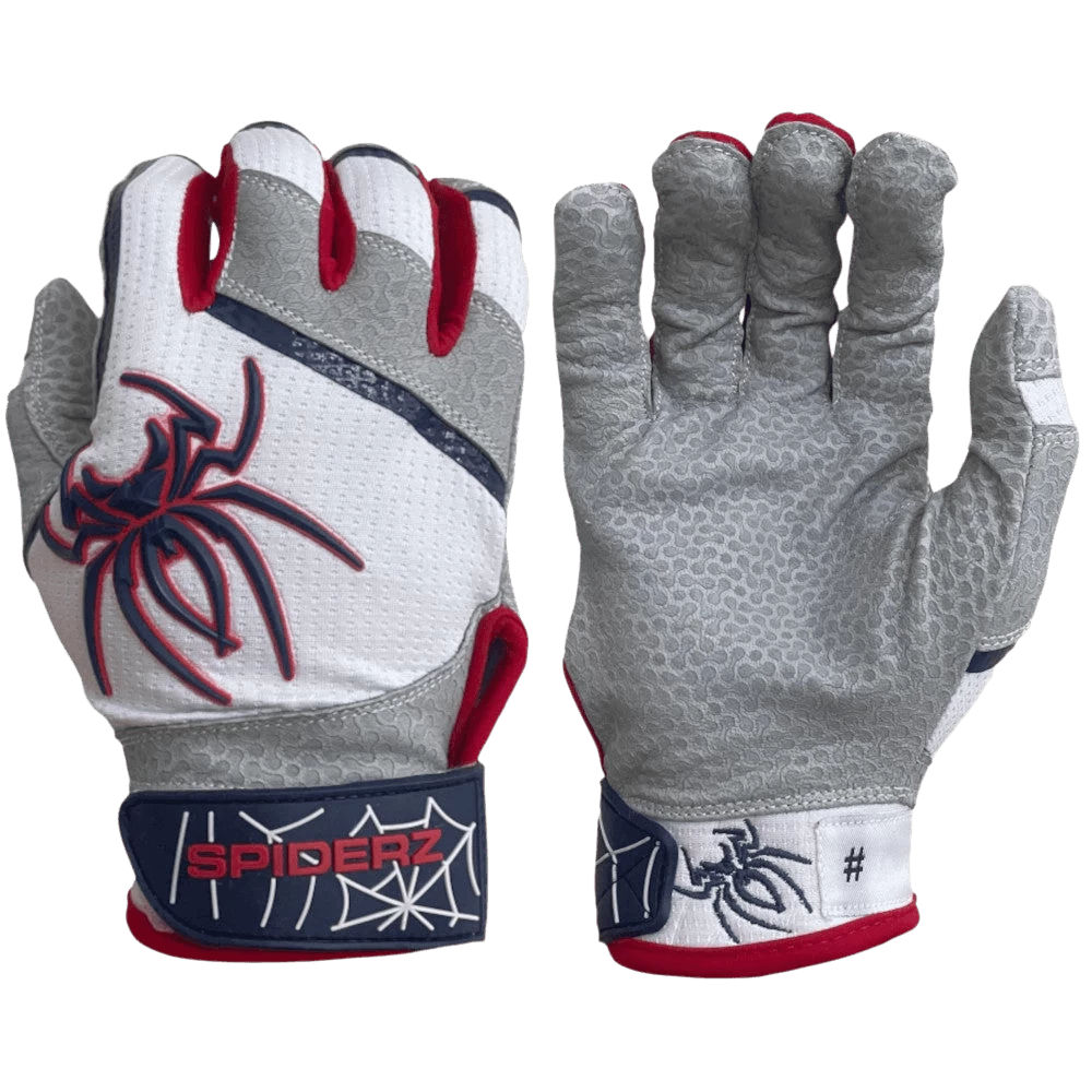 2022 Spiderz PRO Model Batting Gloves: White/Navy/Red 3 2022 Spiderz PRO Model Batting Gloves: White/Navy/Red