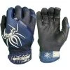 2023 Spiderz Pro Model Batting Gloves: Navy Blue/White -Baseball Discounts Shop 2023SpiderzProModelBattingGloves Navy White Title