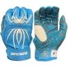 2023 Spiderz HYBRID Batting Gloves: Columbia Blue/White -Baseball Discounts Shop 22CarolinaWhite
