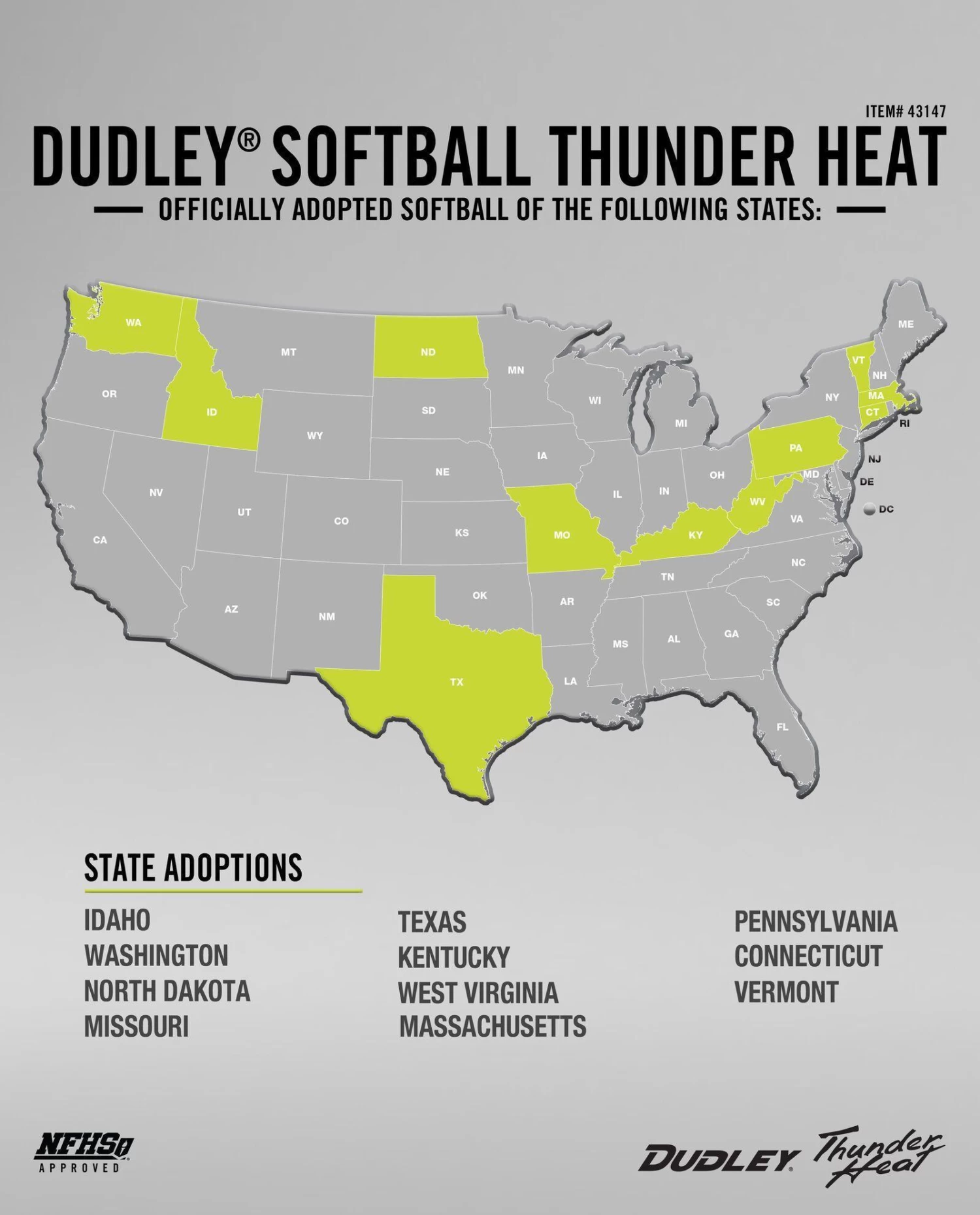 Dudley 12" NFHS Thunder Heat Fastpitch Softballs (Dozen): 43147 4 Dudley 12" NFHS Thunder Heat Fastpitch Softballs (Dozen): 43147 - Image 2