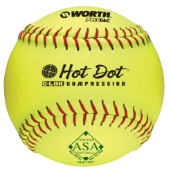 Worth 12" ASA Hot Dot Slowpitch Softballs (Dozen): AHD12SY