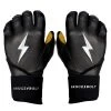 Bruce Bolt PREMIUM PRO Long Cuff Batting Gloves: Black -Baseball Discounts Shop LC BLKG HERO