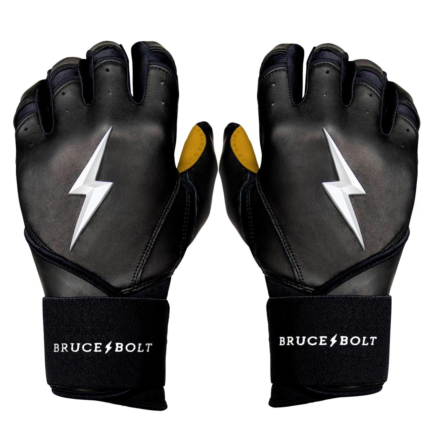 Bruce Bolt PREMIUM PRO Long Cuff Batting Gloves: Black