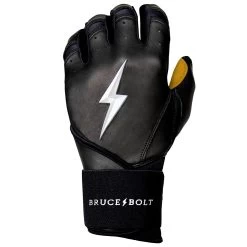 Bruce Bolt PREMIUM PRO Long Cuff Batting Gloves: Black -Baseball Discounts Shop LC BLKG LEFT