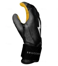 Bruce Bolt PREMIUM PRO Long Cuff Batting Gloves: Black -Baseball Discounts Shop LC BLKG SIDE
