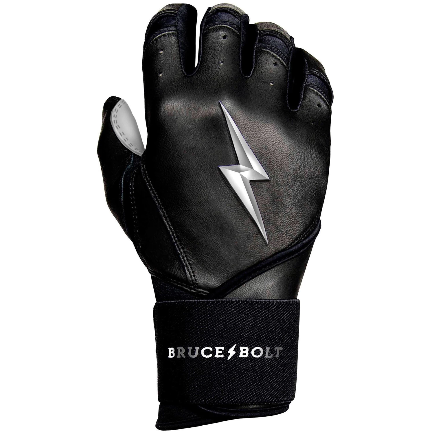 Bruce Bolt PREMIUM PRO Chrome Series Long Cuff Batting Gloves: Black 9 Bruce Bolt PREMIUM PRO Chrome Series Long Cuff Batting Gloves: Black - Image 7