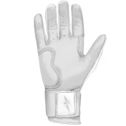 Bruce Bolt PREMIUM PRO Chrome Series Long Cuff Batting Gloves: White -Baseball Discounts Shop LC CHRW PALM
