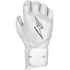 Bruce Bolt PREMIUM PRO Chrome Series Long Cuff Batting Gloves: White -Baseball Discounts Shop LC CHRW RIGHT