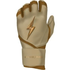 Bruce Bolt PREMIUM PRO Gold Series Batting Gloves: Long Cuff -Baseball Discounts Shop LC GLD LEFT