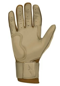 Bruce Bolt PREMIUM PRO Gold Series Batting Gloves: Long Cuff -Baseball Discounts Shop LC GLD PALM