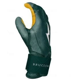 Bruce Bolt PREMIUM PRO Long Cuff Batting Gloves: Green -Baseball Discounts Shop LC GRNG SIDE