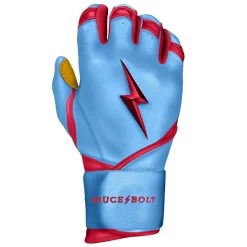 Bruce Bolt PREMIUM PRO BADER Series Long Cuff Batting Gloves: Baby Blue -Baseball Discounts Shop LC HBB RIGHT