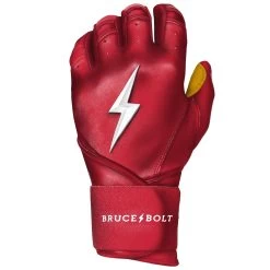 Bruce Bolt PREMIUM PRO Long Cuff Batting Gloves: Red -Baseball Discounts Shop LC REDG LEFT