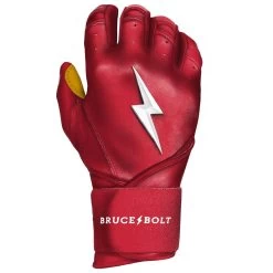 Bruce Bolt PREMIUM PRO Long Cuff Batting Gloves: Red -Baseball Discounts Shop LC REDG RIGHT