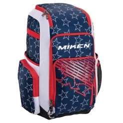 Miken Deluxe Slowpitch Backpack: MBA004 -Baseball Discounts Shop MikenDeluxeSlowpitchBackpack MBA004 StarsandStripes