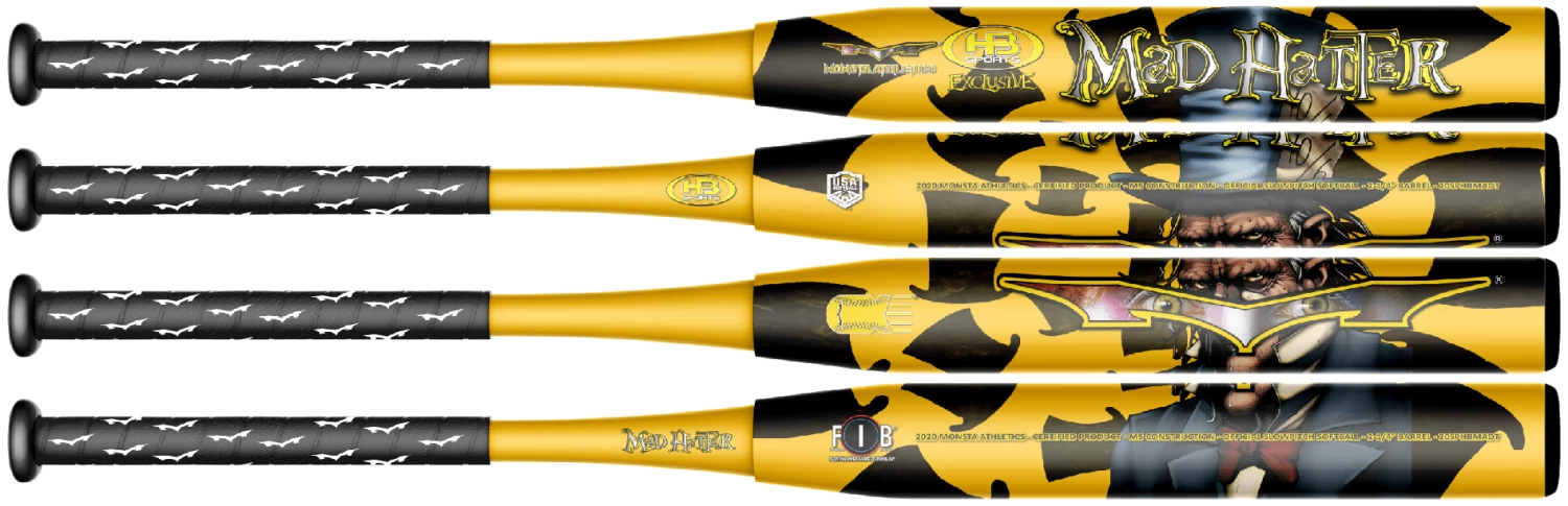 2022 Monsta Mad Hatter "Gold" 12.5" USA/ASA Slowpitch Softball Bat: Collectors Edition 8 2022 Monsta Mad Hatter "Gold" 12.5" USA/ASA Slowpitch Softball Bat: Collectors Edition - Image 6