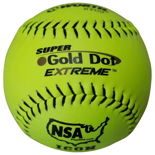 Worth 12" Super Gold Dot NSA Slowpitch Softballs (Dozen): NI12CY 3 Worth 12" Super Gold Dot NSA Slowpitch Softballs (Dozen): NI12CY