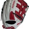 Miken Pro Series 13.5″ Slow Pitch Fielding Glove – White/Scarlet/Navy: PRO135WSN -Baseball Discounts Shop PRO135WSN Slowpitch Softball Glove