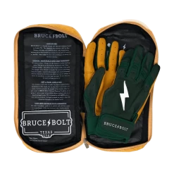 Bruce Bolt PREMIUM PRO Short Cuff Batting Gloves: GREEN -Baseball Discounts Shop SC GRNG BAG2