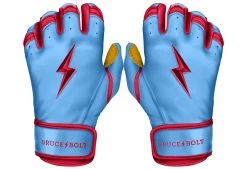 Bruce Bolt PREMIUM PRO BADER Series Short Cuff Batting Gloves: Baby Blue