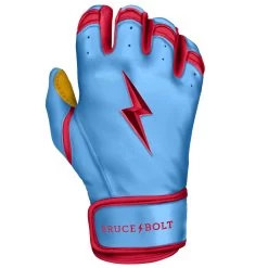 Bruce Bolt PREMIUM PRO BADER Series Short Cuff Batting Gloves: Baby Blue -Baseball Discounts Shop SC HBB RIGHT