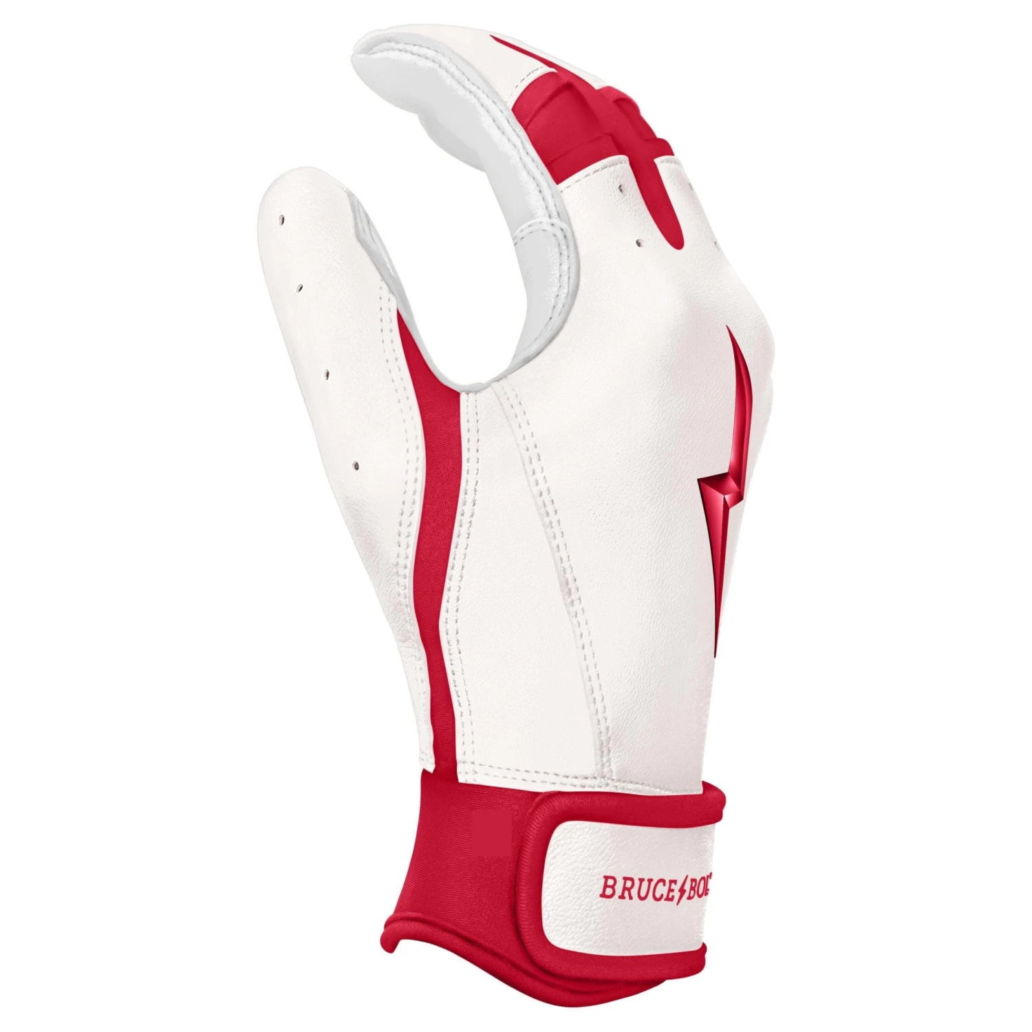 Bruce Bolt PREMIUM PRO BADER Series Short Cuff Batting Gloves: White 7 Bruce Bolt PREMIUM PRO BADER Series Short Cuff Batting Gloves: White - Image 5