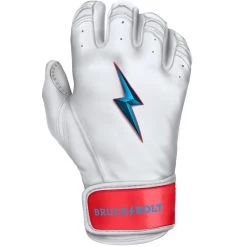 Bruce Bolt PREMIUM PRO BRINSON Series Short Cuff Batting Gloves: White -Baseball Discounts Shop SC LBW RIGHT