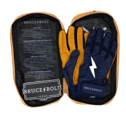 Bruce Bolt PREMIUM PRO Short Cuff Batting Gloves: Navy -Baseball Discounts Shop SC NVYG BAG2