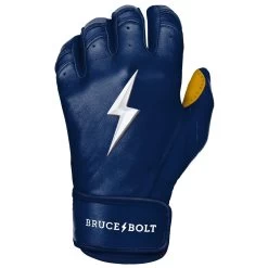 Bruce Bolt PREMIUM PRO Short Cuff Batting Gloves: Navy -Baseball Discounts Shop SC NVYG LEFT