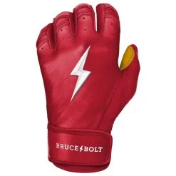 Bruce Bolt PREMIUM PRO Short Cuff Batting Gloves: Red -Baseball Discounts Shop SC REDG LEFT