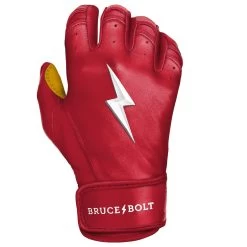 Bruce Bolt PREMIUM PRO Short Cuff Batting Gloves: Red -Baseball Discounts Shop SC REDG RIGHT