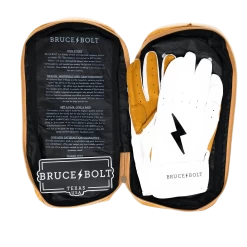 Bruce Bolt PREMIUM PRO Short Cuff Batting Gloves: White -Baseball Discounts Shop SC WHTG BAG2