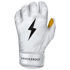 Bruce Bolt PREMIUM PRO Short Cuff Batting Gloves: White -Baseball Discounts Shop SC WHTG LEFT