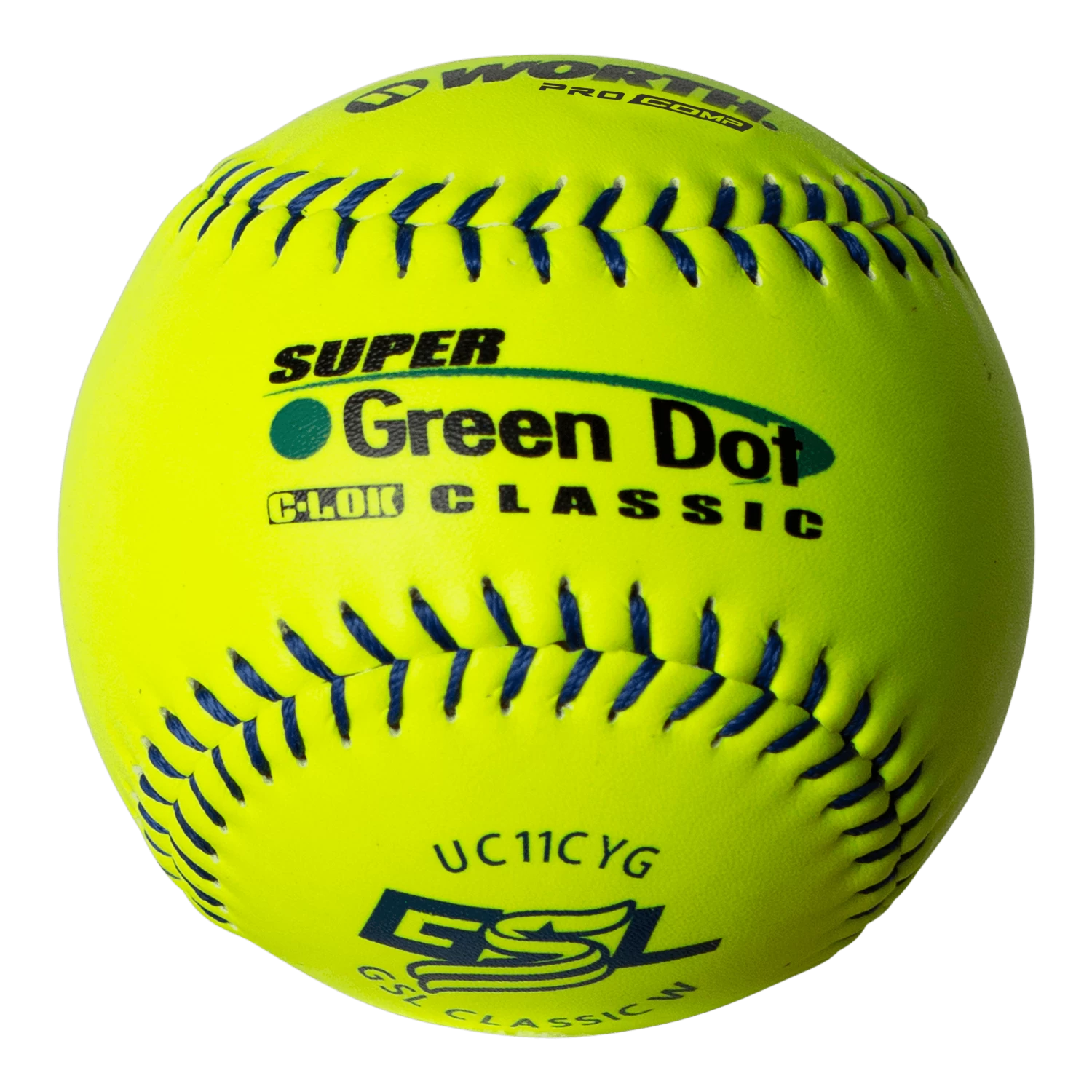 Worth 11" GSL Super Green Dot Classic W Composite Softballs (Dozen): UC11CYG 3 Worth 11" GSL Super Green Dot Classic W Composite Softballs (Dozen): UC11CYG