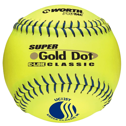 Worth 12" USSSA Super Gold Dot Classic M Softballs (Dozen): UC12SY 3 Worth 12" USSSA Super Gold Dot Classic M Softballs (Dozen): UC12SY