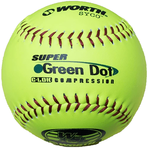 Worth 11" Super Green Dot WSL Slowpitch Softballs 47/400 (Dozen): YS11WSLC 3 Worth 11" Super Green Dot WSL Slowpitch Softballs 47/400 (Dozen): YS11WSLC