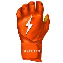 Bruce Bolt PREMIUM PRO Long Cuff Batting Gloves: Orange -Baseball Discounts Shop premium pro long cuff batting gloves orange brucebolt 129041