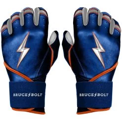 Bruce Bolt PREMIUM PRO NIMMO Long Cuff Batting Gloves: Mets Blue