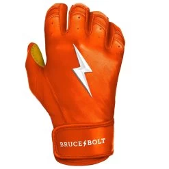 Bruce Bolt PREMIUM PRO Short Cuff Batting Gloves: Orange -Baseball Discounts Shop premium pro short cuff batting gloves orange brucebolt 975612